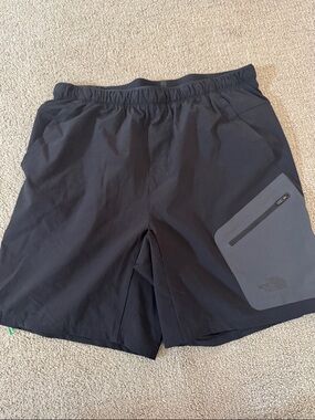 The North Face Men's Black Athletic Shorts with Gray Pocket Panel